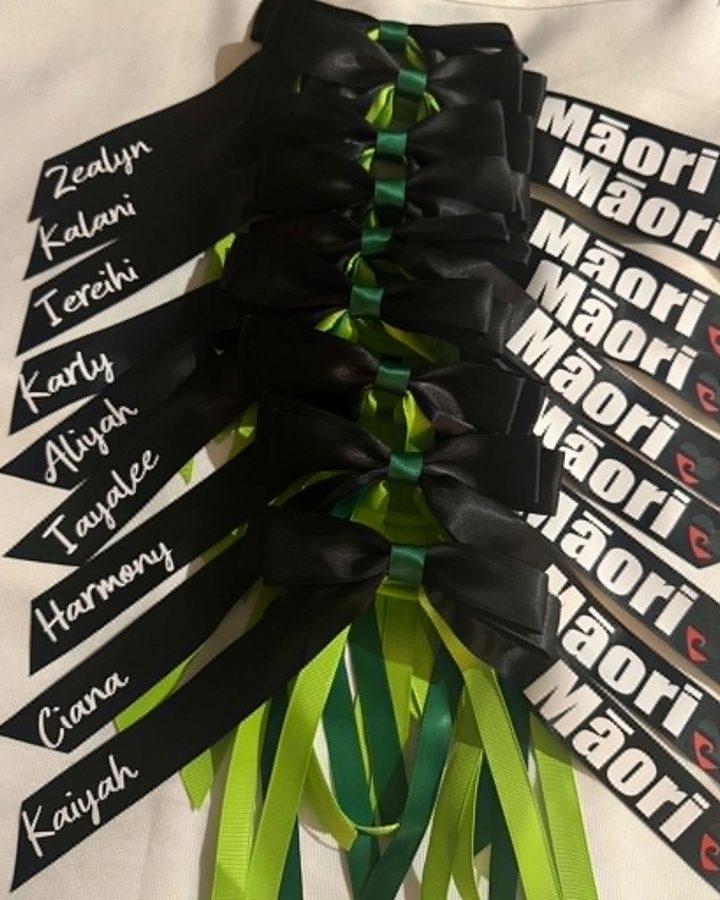 Black and lime Maori ribbons with names